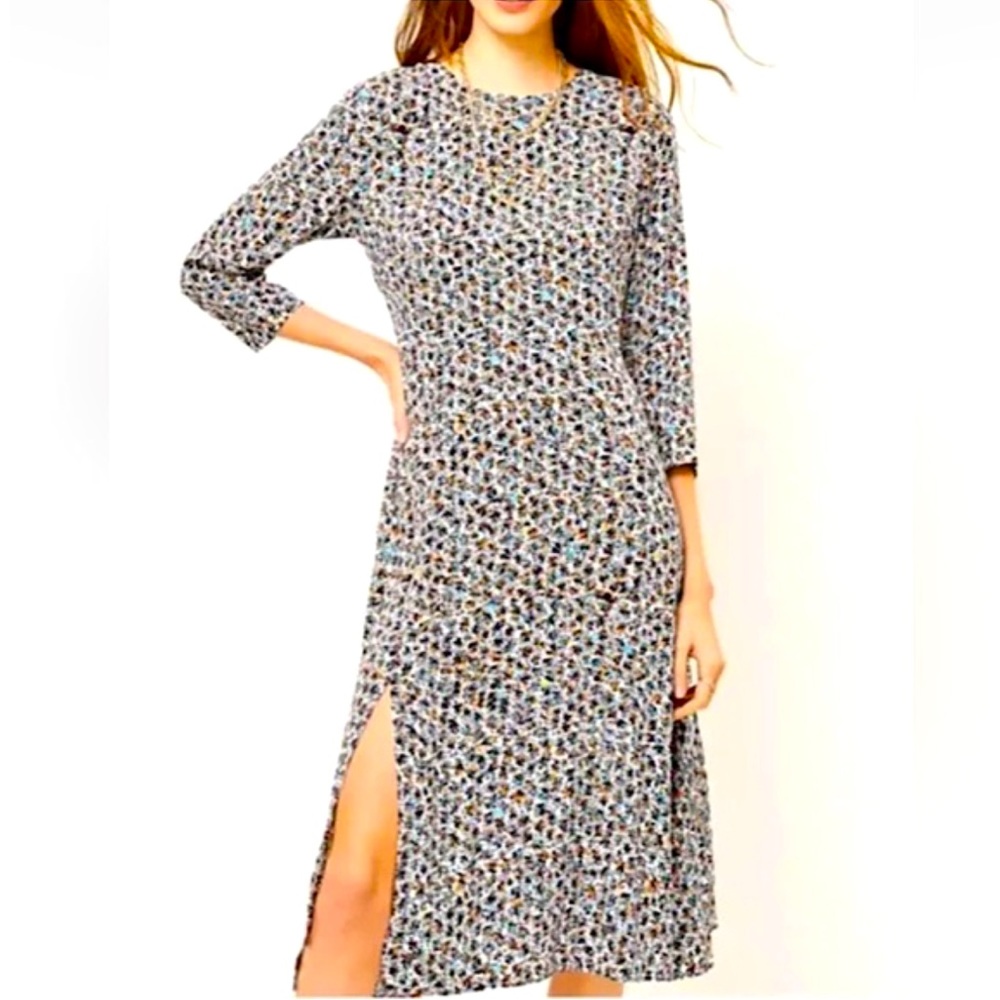 Loft Floral Slit Midi Dress